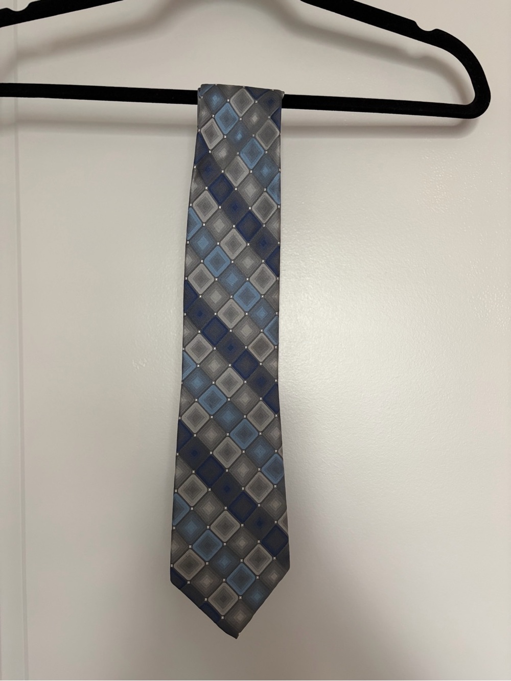 GEORGE Blue & Gray Geometric Tie | 100% silk